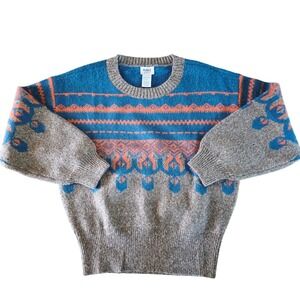 Monroe & Main‎ Womens Size M Blue Orange Fair Isle Knit Sweater NEW 80's Look